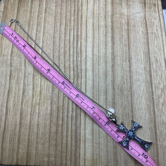 Lia Sophia Rhinestone Embellished Cross Pendant w FI Chain - Picture 5 of 7